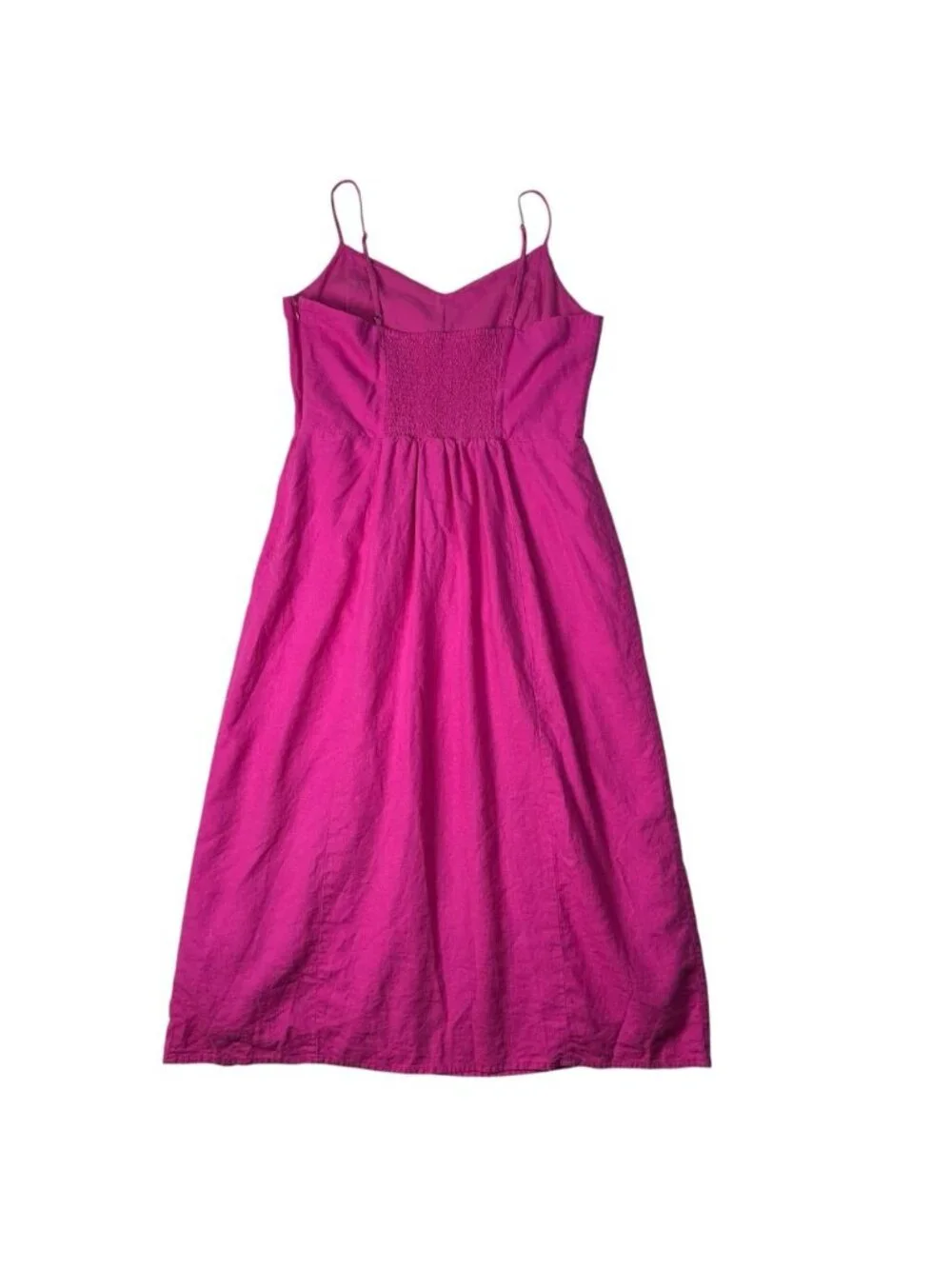J.CREW Pink Linen Blend Slip Dress Midi Strappy V-Neck Size 10 Sheath Vacation